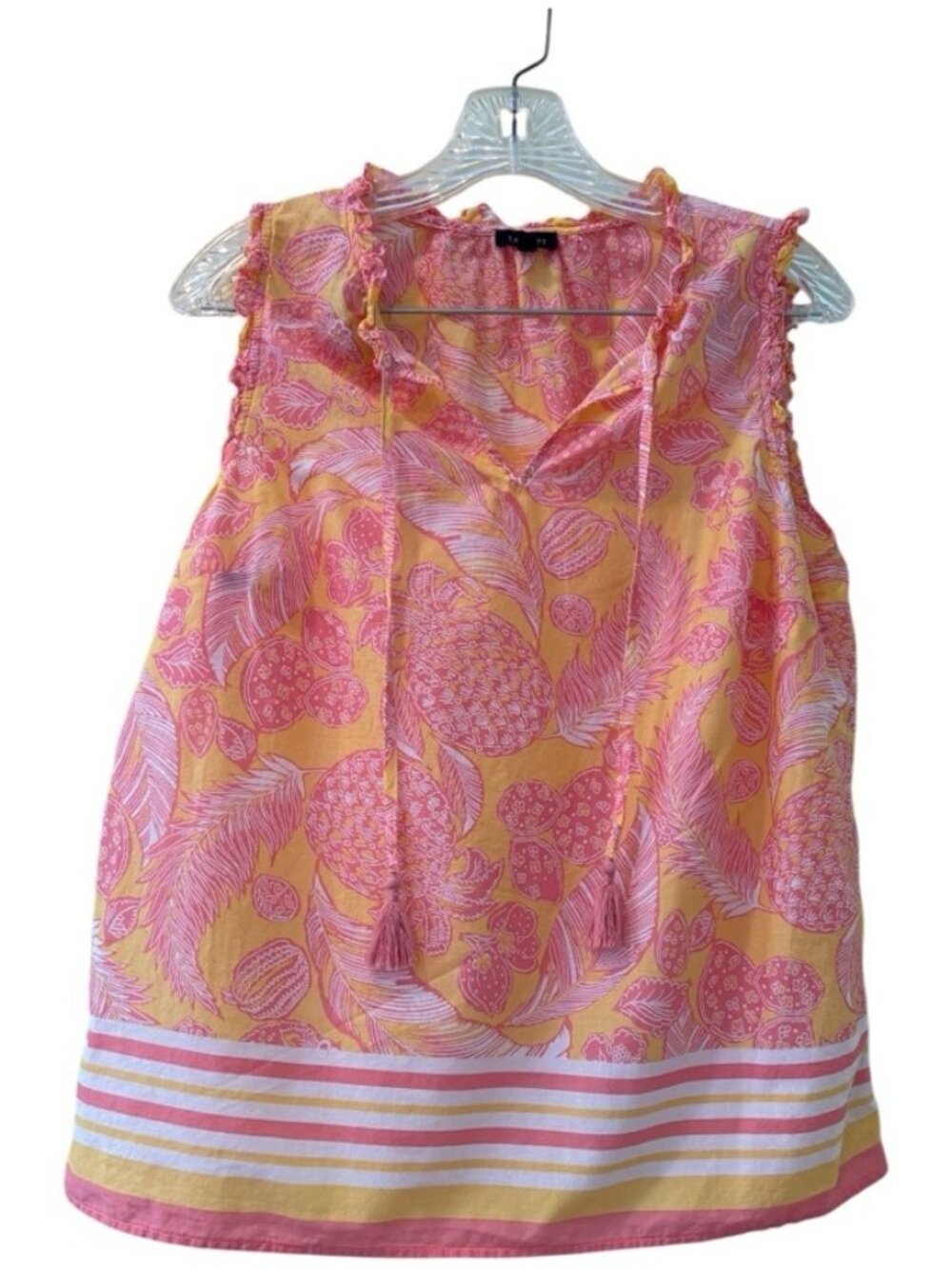 Pink and Yellow Ruffled Relaxed Blouse